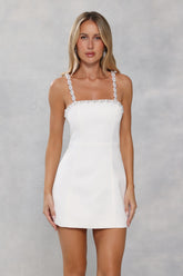 Signature Glow Satin Mini Dress White