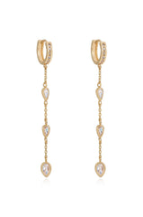 Bezel Crystal Huggie Dangle Earrings