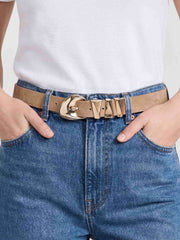 Modern Western Belt in Shiitake Suede