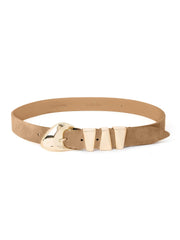 Modern Western Belt in Shiitake Suede