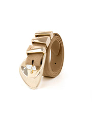 Modern Western Belt in Shiitake Suede